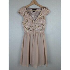 Bariano Dress Womens XXS Sequin Fit Flare Party Cocktail Short Formal Occasion